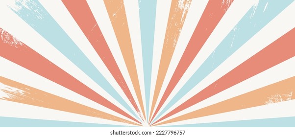 Vintage sunburst background vector. Retro radial illustration with grunge texture. Old rays banner