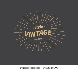Vintage sunburst. Bursting sun rays. Design elements. vintage and hipster style. Vector illustration