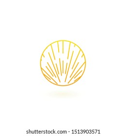 Vintage Sunburst in circle Logo Design. Retro Light Rays. Hand-Drawn Design Element. Stock Vector illustration isolated on white background