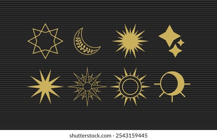 Vintage Sunburst Collection EPS Vector Illustration for Retro Aesthetic Designs, Perfect for Branding, Logos, and Decorative Elements on Shutterstock