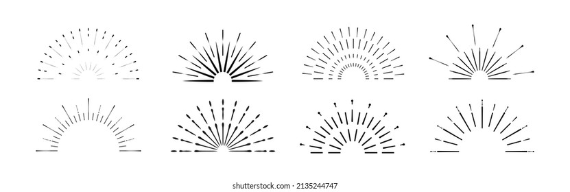 Vintage sunburst collection, fireworks for logotype or lettering design element.