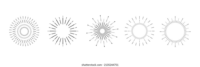 Vintage sunburst collection, fireworks for logotype or lettering design element.