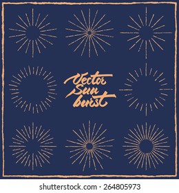 Vintage Sunburst Collection. Hipster Style Vector Illustration.