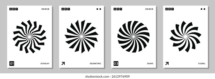 Vintage sunburst collection. Logotype or lettering design element. Radial sunset beams. Vector illustration. 