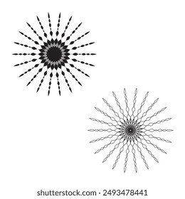 Vintage sunburst collection. Retro gold Sun burst shapes. Bursting golden sun rays. Vintage light starburst labels, badges, Fireworks ,Logotype or lettering design element. Radial sunset beams. eps 10