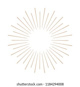 Vintage sunburst design element gold color on white background.