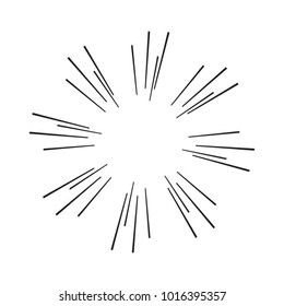 Vintage sunburst design element on white background.