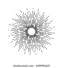 Vintage sunburst design element on white background. Vector illustration