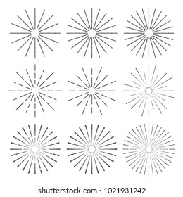 Vintage Sunburst Design Vector Template Set Collection