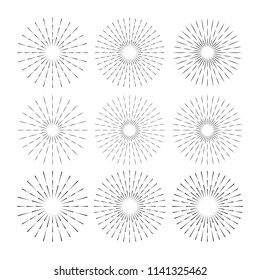 Vintage Sunburst Design Vector Template Set Collection