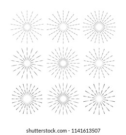 Vintage Sunburst Design Vector Template Set Collection