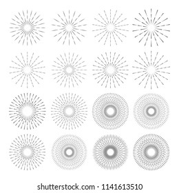 Vintage Sunburst Design Vector Template Set Collection