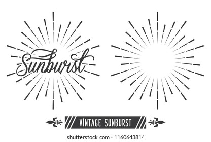 Vintage Sunburst Design Vector Template