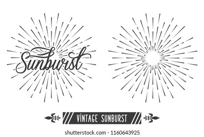 Vintage Sunburst Design Vector Template
