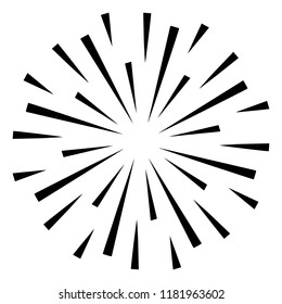 Vintage Sunburst Explosion Boom Handdrawn Design Element Fireworks Black Rays