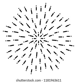 Vintage Sunburst Explosion Boom Handdrawn Design Element Fireworks Black Rays