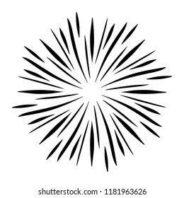 Vintage Sunburst Explosion Boom Handdrawn Design Element Fireworks Black Rays
