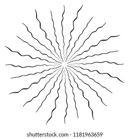 Vintage Sunburst Explosion Boom Handdrawn Design Element Fireworks Black Rays
