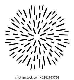 Vintage Sunburst Explosion Boom Handdrawn Design Element Fireworks Black Rays