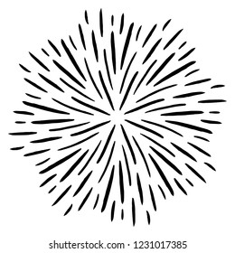 Vintage Sunburst Explosion Chalk Background Handdrawn Design Element Fireworks Black Rays