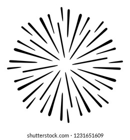 Vintage Sunburst Explosion Chalk Background Handdrawn Design Element Fireworks Black Rays