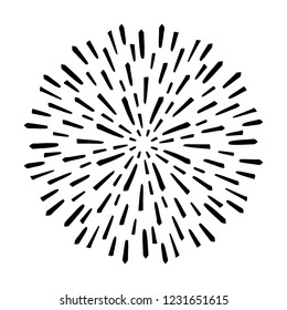 Vintage Sunburst Explosion Chalk Background Handdrawn Design Element Fireworks Black Rays