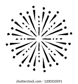 Vintage Sunburst Explosion Chalk Handdrawn Design Element Fireworks Black Rays