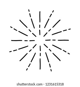 Vintage sunburst explosion. Hand drawn Graphic element doodle Firework.
