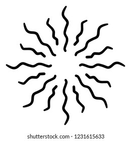 Vintage sunburst explosion. Hand drawn Graphic element doodle Firework.