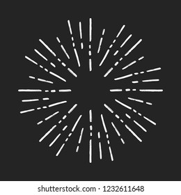 Vintage sunburst explosion. Hand drawn graphic element doodle firework.