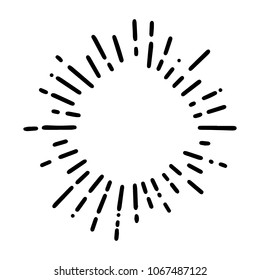 Vintage Sunburst Explosion Handdrawn Design Element Fireworks Black Rays