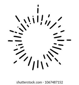 Vintage Sunburst Explosion Handdrawn Design Element Fireworks Black Rays