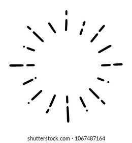 Vintage Sunburst Explosion Handdrawn Design Element Fireworks Black Rays