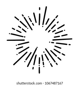 Vintage Sunburst Explosion Handdrawn Design Element Fireworks Black Rays