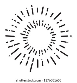 Vintage Sunburst Explosion Handdrawn Design Element Fireworks Black Rays