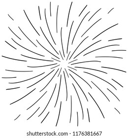 Vintage Sunburst Explosion Handdrawn Design Element Fireworks Black Rays