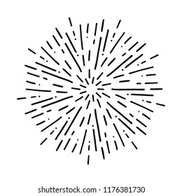 Vintage Sunburst Explosion Handdrawn Design Element Fireworks Black Rays