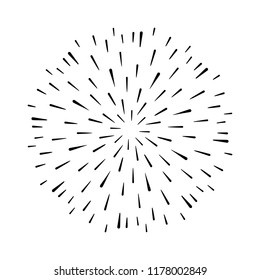 Vintage Sunburst Explosion Handdrawn Design Element Fireworks Black Rays