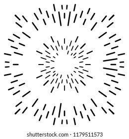 Vintage Sunburst Explosion Handdrawn Design Element Fireworks Black Rays