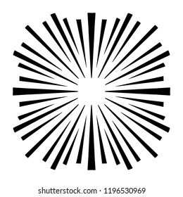 Vintage Sunburst Explosion Handdrawn Design Element Fireworks Black Rays