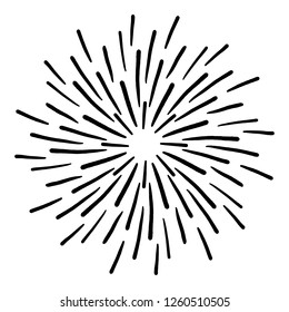 Vintage Sunburst Explosion Handdrawn Design Element Fireworks Black Rays