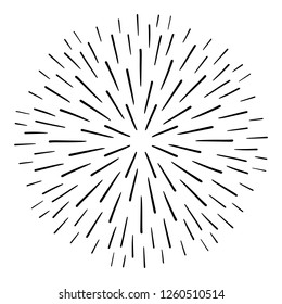 Vintage Sunburst Explosion Handdrawn Design Element Fireworks Black Rays