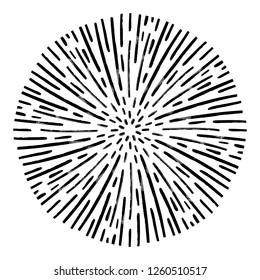 Vintage Sunburst Explosion Handdrawn Design Element Fireworks Black Rays