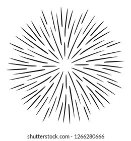 Vintage Sunburst Explosion Handdrawn Design Element Fireworks Black Ray Shapes