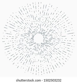 Vintage Sunburst Explosion Handdrawn Design Element Fireworks Black Rays