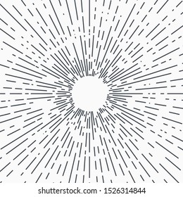 Vintage Sunburst Explosion Handdrawn Design Element Fireworks Black Rays