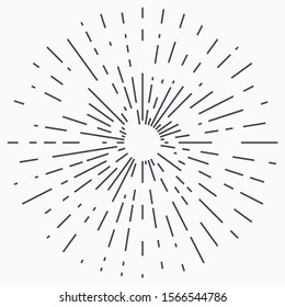 Vintage Sunburst Explosion Handdrawn Design Element Fireworks Black Rays