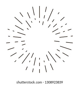 Vintage sunburst explosion lines.Fireworks black rays design element. Linear drawing vector. Linear radial burst
