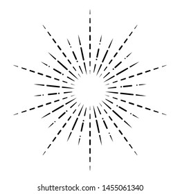 Vintage sunburst, explosion on white background. Black and white Sunburst background.