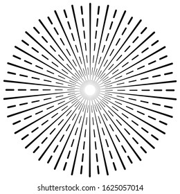 Vintage sunburst, explosion on white background. Black and white Sunburst background.